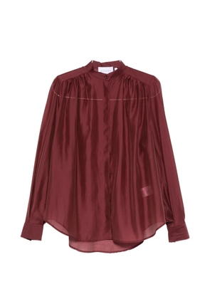 MARSEM pleated band-collar blouse - Red