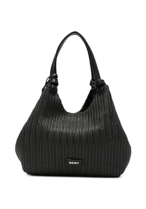 DKNY woven-design logo-plaque tote bag - Black