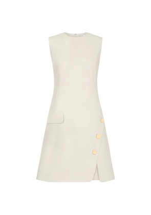 Oscar de la Renta button-detailed wool-blend dress - Neutrals