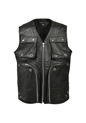 BREATH Grunge eyelet-embellished leather cargo vest - Black
