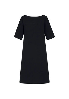 Oscar de la Renta tie-detailed wool-blend shift dress - Blue