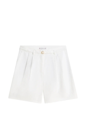 Tommy Hilfiger belted wide-leg pleated linen-blend shorts - White