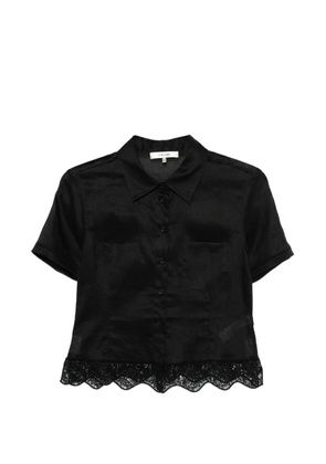 FRAME Seaside lace-trim short-sleeve shirt - Black
