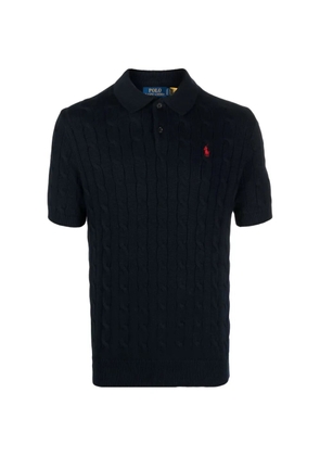 Polo Ralph Lauren logo-detail cable-knit polo shirt - Blue