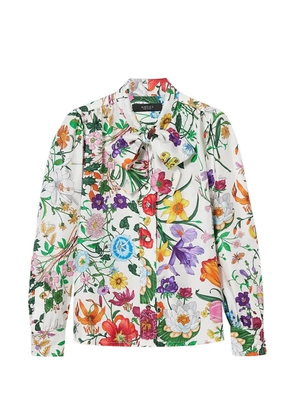Gucci self-tie bow floral-print shirt - White