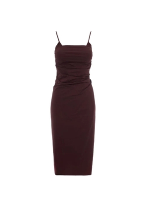 Patrizia Pepe midi ruched spaghetti-strap dress - Brown