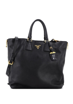 Prada Pre-Owned Side Zip Convertible Vitello Daino Large tote bag - Black