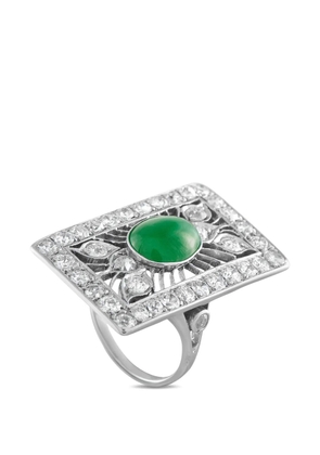 LB Exclusive Art Deco jade 4.0ct and diamond 2.65ct 18K gold ring - Silver