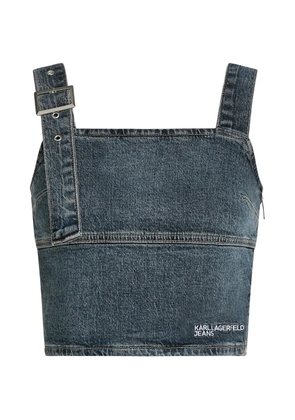 Karl Lagerfeld Jeans buckle-detail denim crop top - Blue