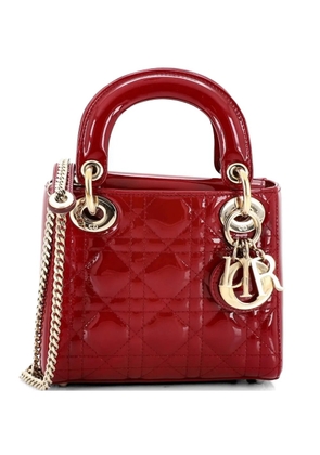 Christian Dior Pre-Owned Lady Dior Chain Bag Cannage Quilt Patent Mini satchel - Red