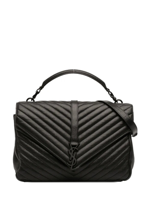 Saint Laurent Pre-Owned 2016 Large Sheepskin Chevron Monogram Monochrome College Bag satchel - Black