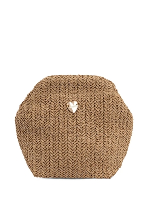TWINSET woven heart-plaque make up bag - Neutrals