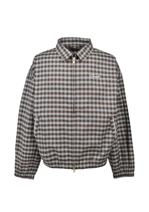 BREATH SCRIPT LOGO check-pattern jacket - Brown