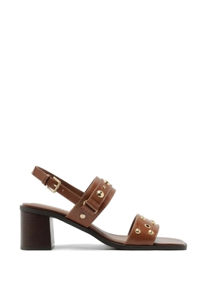 Arezzo stud-embellished leather sandals - Brown
