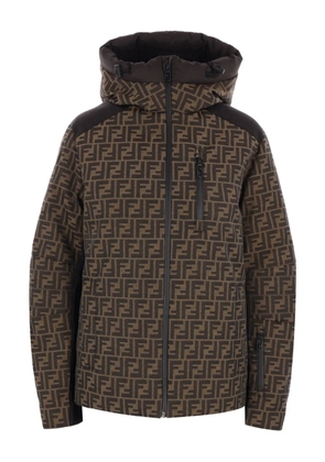 FENDI FF-jacquard canvas ski jacket - Brown