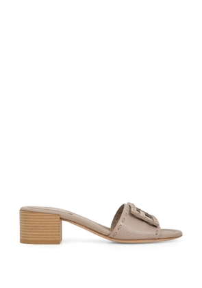 FENDI Baguette whipstitch-trim heeled sandals - Neutrals