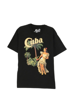 Melt cotton short-sleeve T-shirt - Black