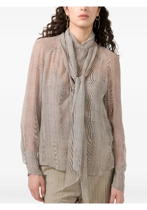 Barbara Bui tie-neck checked blouse - Grey