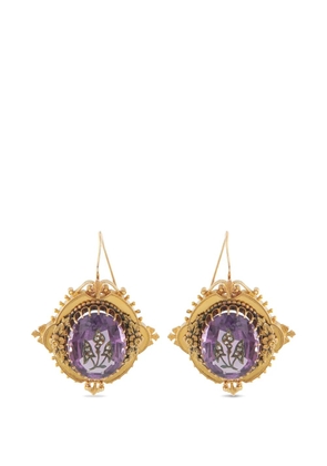 LB Exclusive Floral amethyst 14K yellow gold earrings