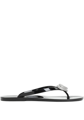 MACH & MACH heart-charm flip flops - Black