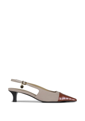 Tod's Slingback croc-effect canvas pumps - Neutrals