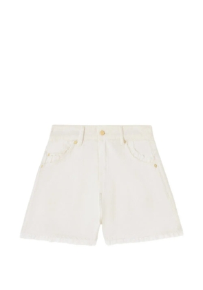 GANNI lace-trim denim shorts - Neutrals