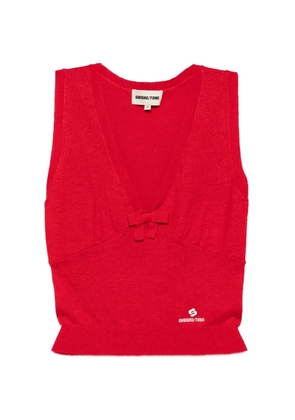 SHUSHU/TONG bow-detail knitted top - Red