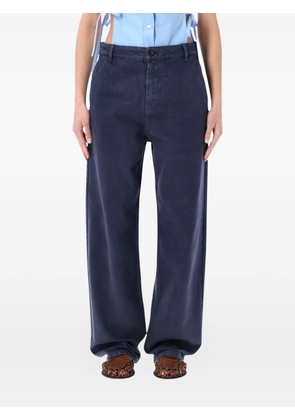 Miu Miu logo-embroidered trousers - Blue