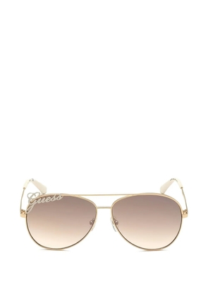 GUESS USA logo-lettering navigator-frame sunglasses - Gold