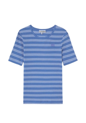 GANNI striped rib-knit T-shirt - Blue