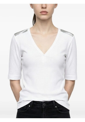 Brunello Cucinelli ribbed V-neck T-shirt - White