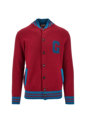 gallia logo-patch striped-trim bomber jacket - Red