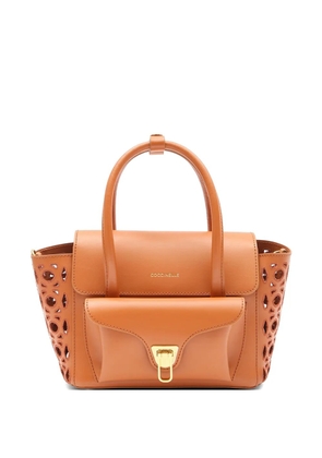 Coccinelle cut-out leather tote bag - Neutrals