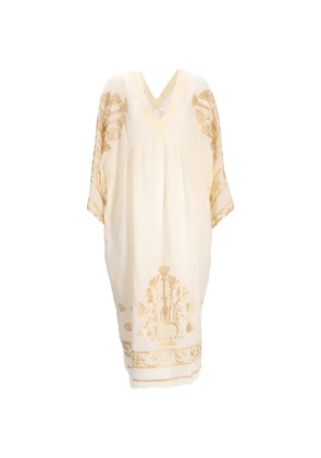 GREEK ARCHAIC KORI embroidered bell-sleeve midi dress - Neutrals