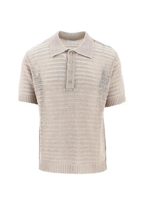 MARSEM open-knit polo shirt - Neutrals