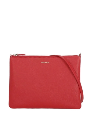 Coccinelle logo-print leather clutch bag - Red