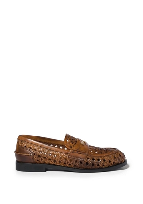 Miu Miu woven leather loafers - Brown