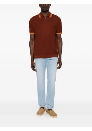 People Of Shibuya stripe-trim T-shirt - Brown