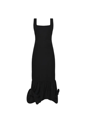 TATUNA ruffled draped midi dress - Black