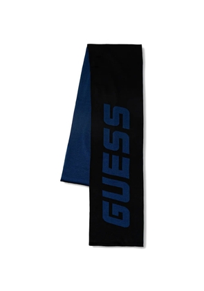 GUESS USA logo-intarsia knitted scarf - Black