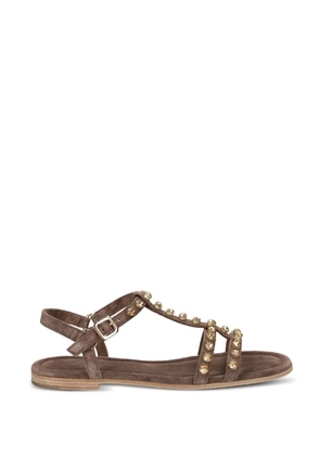 Kennel & Schmenger Carly crystal-embellished T-bar sandals - Brown