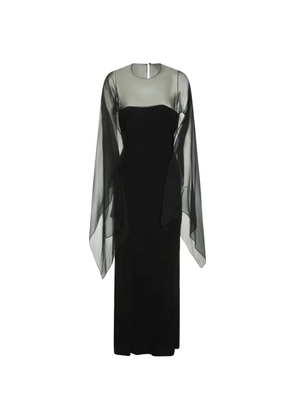 Alberta Ferretti sheer-panel cape-sleeve maxi dress - Black