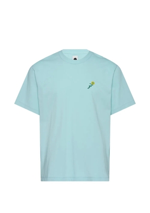 Vowels floral-embroidered T-shirt - Blue