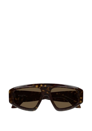Alaia Eyewear tortoiseshell-effect mask-frame sunglasses - Brown