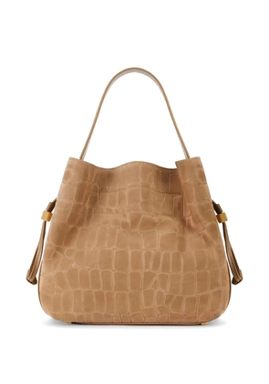 Elisabetta Franchi crocodile-effect tote bag - Brown
