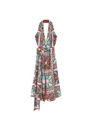 GANNI printed midi dress - Brown