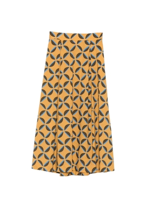Niu geometric-print pleated skirt - Yellow