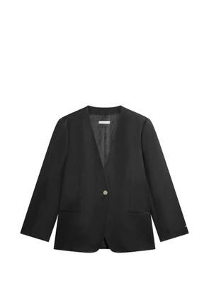 Tommy Hilfiger collarless single-breasted linen-blend blazer - Black