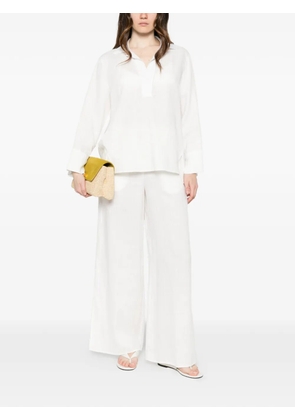 PANICALE side-slit V-neck blouse - White