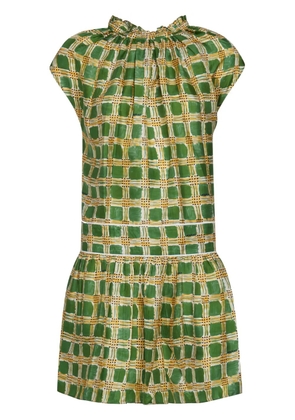Marni Check Fields silk minidress - Green